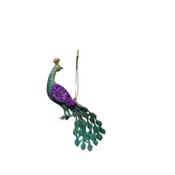 Peacock Themed Christmas Ornaments First 3 are Tommy Bahama 7 Pieces Shiny - Picture 5 of 10